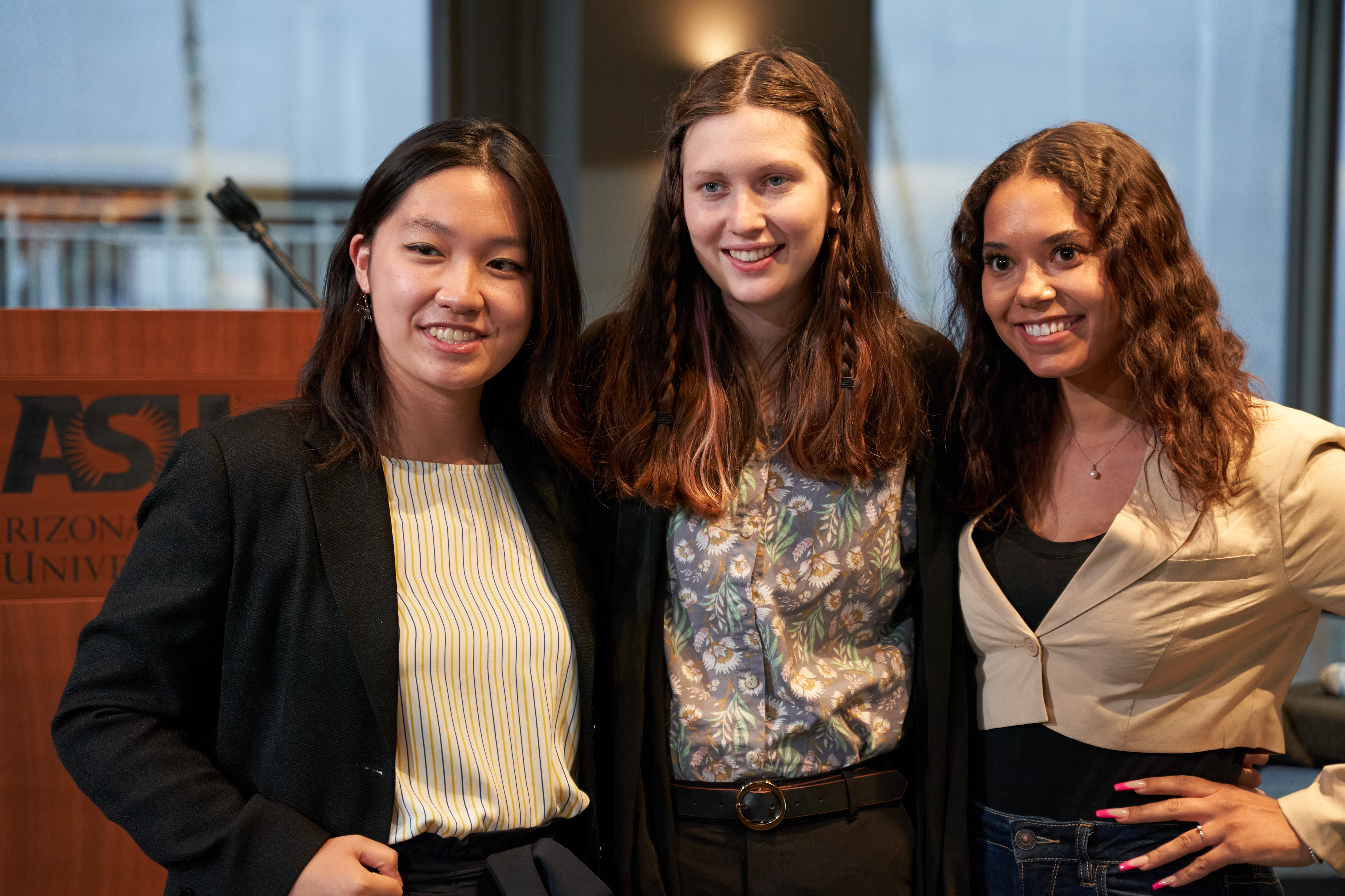 Barnett Honors College students Lienna Tieu, Brooke Howard, and Elisa Thomas (photo by Jamie Biver)